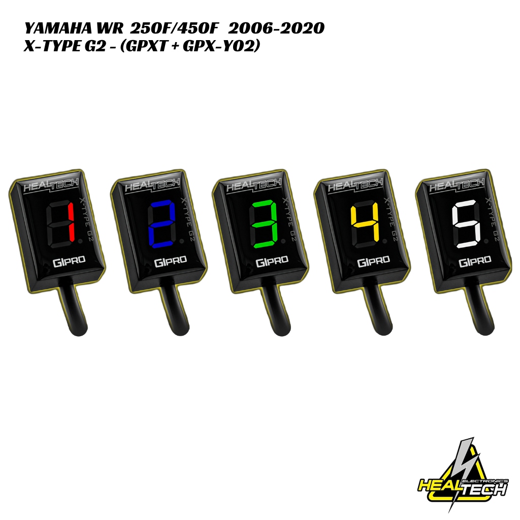HealTech X-Type G2 Gear Indicator W Harness Kit Yamaha WR 250F 450F 2006-2020 (1) HealTech X-Type G2 Gear Indicator W/ Harness Kit - Yamaha WR 250F / 450F 2006-2020