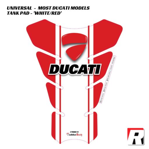 RubbaTech Tank Pad WHITE RED - Ducati Models