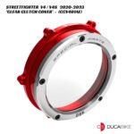 DucaBike Billet Clear Clutch Cover CCV401AE - RED/SLV - Ducati Streetfighter V4 / V4S 2020-2023