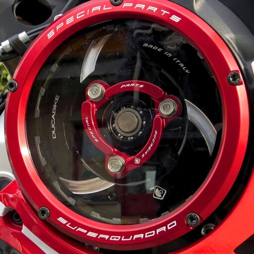 DucaBike Billet Clear Clutch Cover CCV401DA - BLK/RED - Ducati Streetfighter V4 / V4S 2020-2023