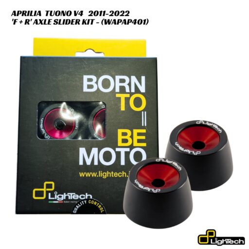 LighTech Front & Rear Axle Slider Kit RED - WAPAP401 - Aprilia Tuono V4 2011-2022