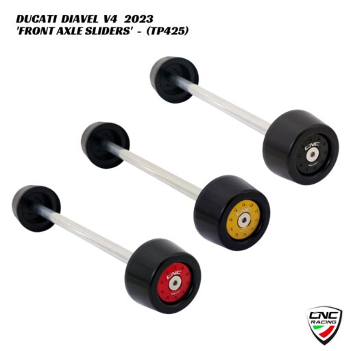 CNC Billet Front Axle Slider Set - TP425 - Ducati Diavel V4 2023