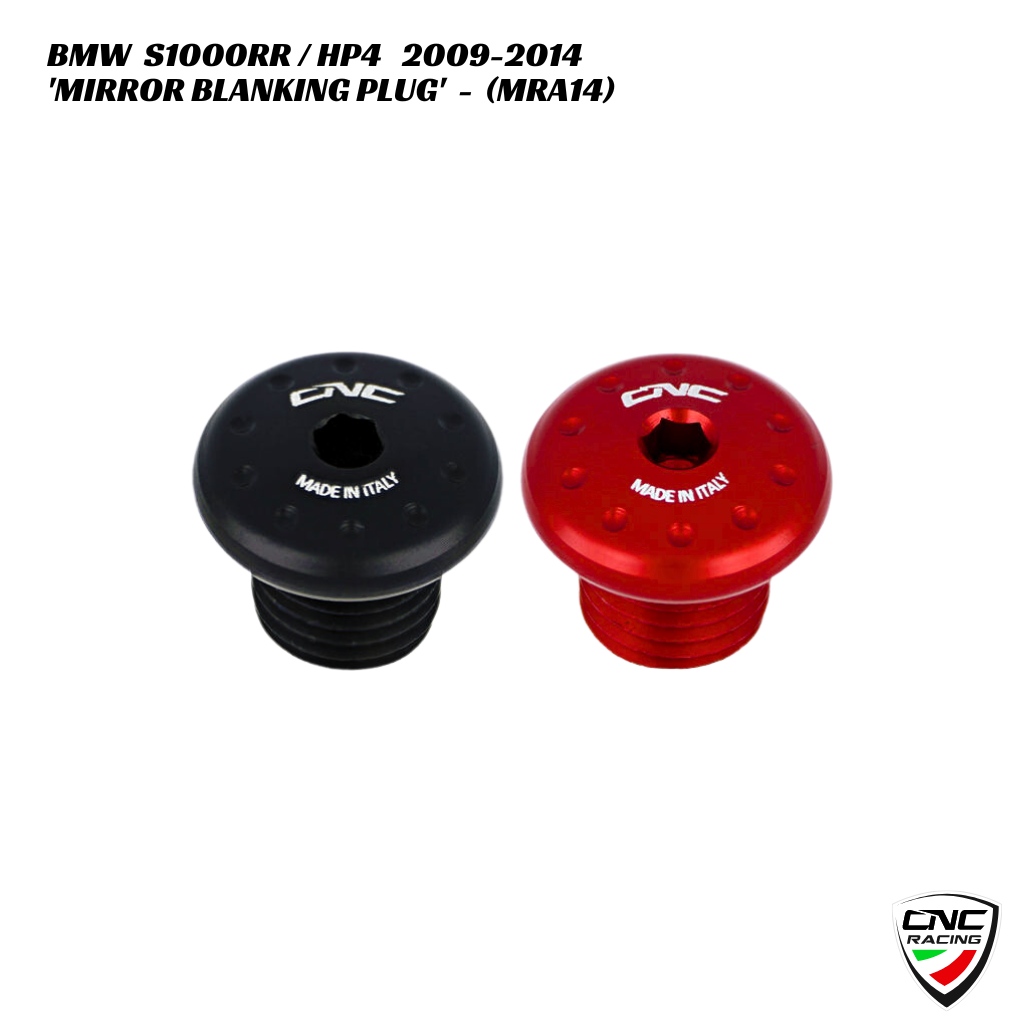 CNC Billet Mirror Blanking Plug MRA14 BMW S1000RR HP4 2009-2014 (1) CNC Billet Mirror Blanking Plug - MRA14 - BMW S1000RR / HP4 2009-2014