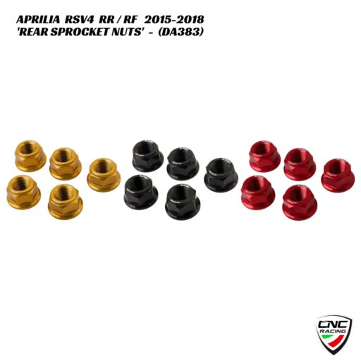 CNC Billet Rear Sprocket Nuts - 5pc - DA383 - Aprilia RSV4 RR / RF 2015-2018