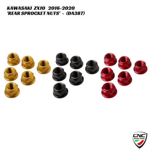 CNC Billet Rear Sprocket Nuts - 6pc - DA387 - Kawasaki ZX10 2016-2020