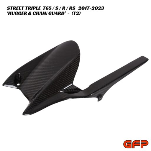 GFP Carbon Fiber Hugger With Chain Guard - Triumph Street Triple 765 / S / R / RS 2017-2023