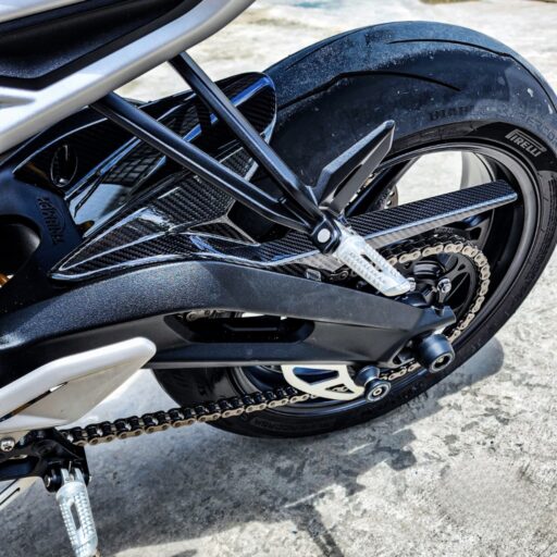 GFP Carbon Fiber Hugger With Chain Guard - Triumph Street Triple 765 / S / R / RS 2017-2023