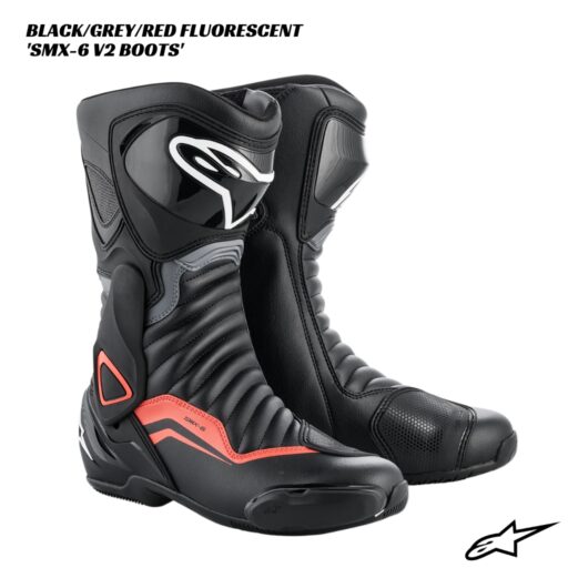 Alpinestars SMX-6 V2 Boots - BLACK/GREY/RED FLUORESCENT