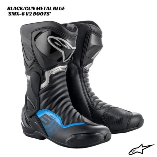 Alpinestars SMX-6 V2 Boots - BLACK/GUN METAL BLUE