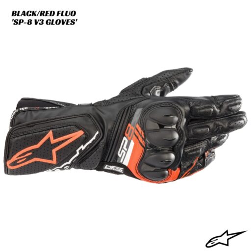 Alpinestars SP-8 V3 Gloves - BLACK/RED FLUO