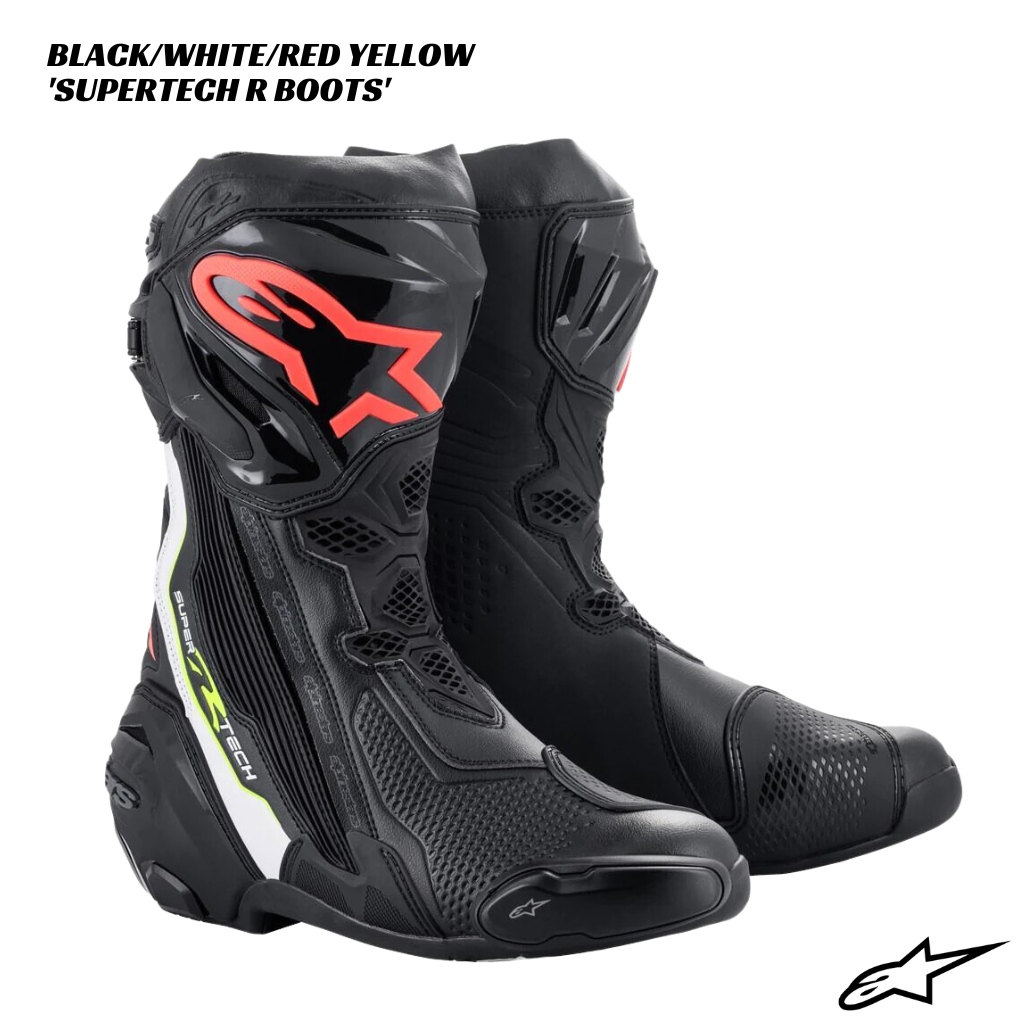Alpinestars Supertech R Boots - BLACK/WHITE/RED YELLOW