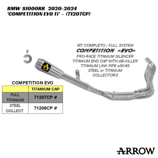 Arrow Competition EVO Full Titanium System - 71207CP - BMW S1000RR / M1000RR 2020-2022