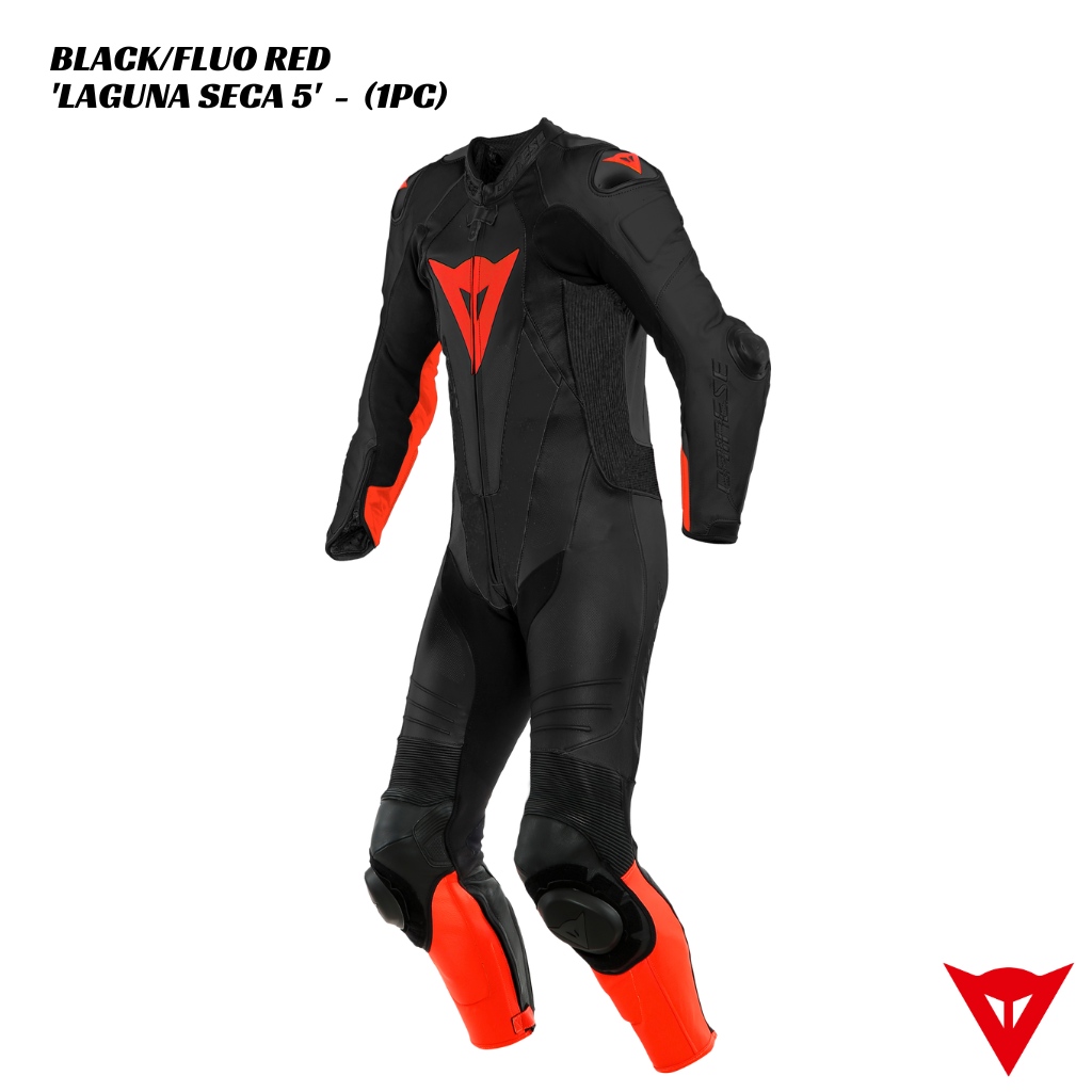 Dainese Laguna Seca 5 1PC Leather Suit - BLACK/FLUO RED