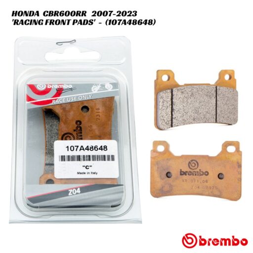 Brembo Z04 Racing Front Brake Pads - 107A48648 - Honda CBR600RR 2007-2023