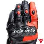 Dainese Carbon 4 Short Leather Gloves - BLACK/FLUO-RED