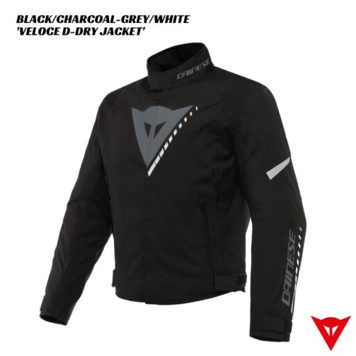 Dainese Veloce D-Dry Jacket - BLACK/CHARCOAL-GREY/WHITE