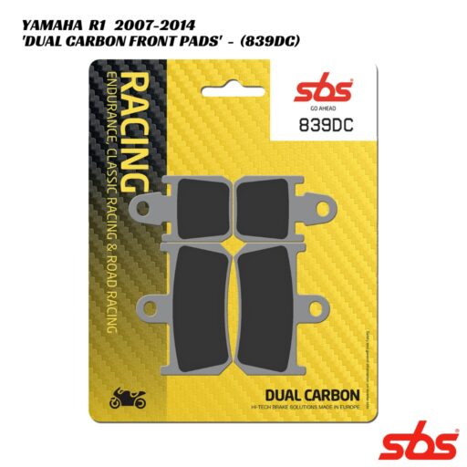 SBS Dual Carbon Racing Front Brake Pads - 839DC - Yamaha R1 2007-2014