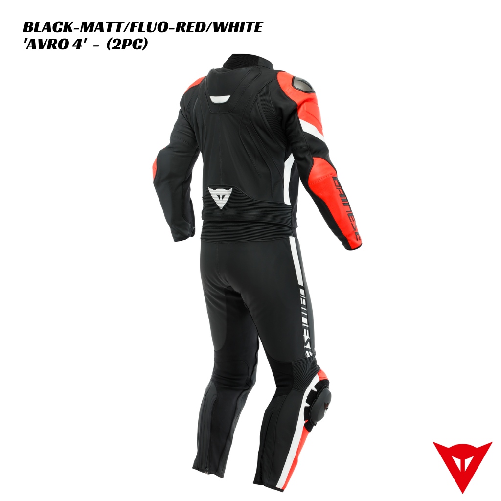 Dainese AVRO 4 2PCS Leather Suit - BLACK-MATT/FLUO-RED/WHITE