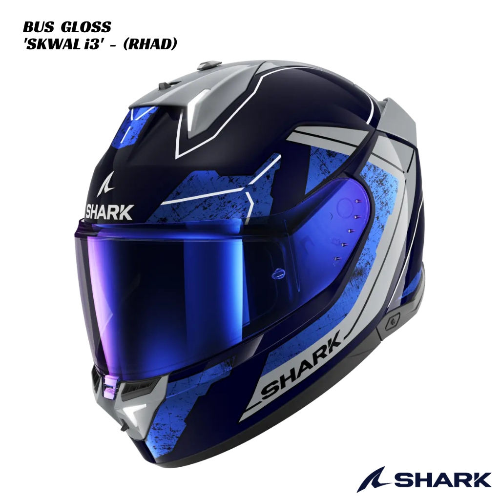 Shark Skwal i3 Rhad Gloss BUS BLUE GREY (1) Shark Skwal i3 - Rhad Gloss BUS - BLUE/GREY