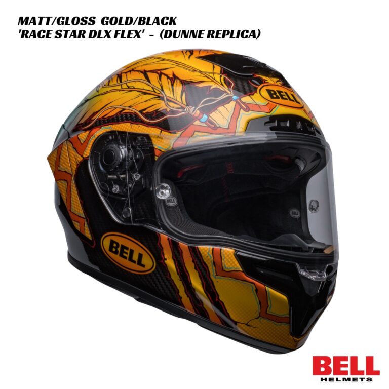 Bell Race Star DLX Flex Carbon Helmet - Dunne Replica - MATT/GLOSS GOLD ...