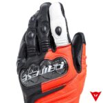 Dainese Carbon 4 Long Leather Gloves - BLACK/FLUO-RED/WHITE