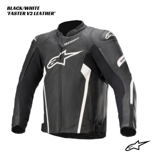Alpinestars Faster V2 Leather Jacket BLACK WHITE 1