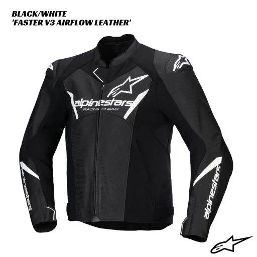 Alpinestars Faster V3 Airflow Leather Jacket BLACK WHITE