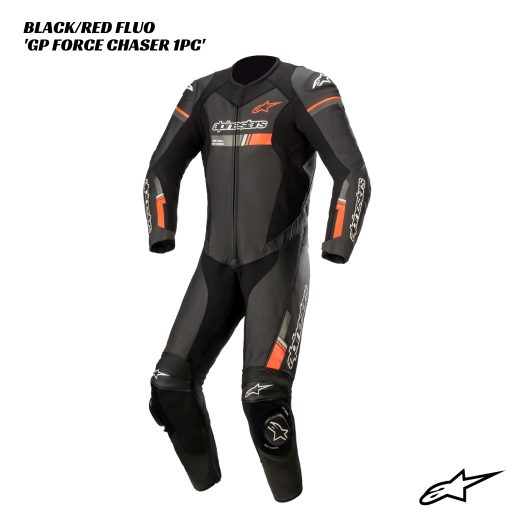 Alpinestars GP Force Chaser 1-Piece Leather Suit - BLACK/RED FLUO