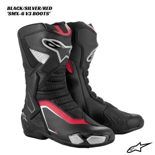 Alpinestars SMX-6 V3 Boots BLACK SILVER RED