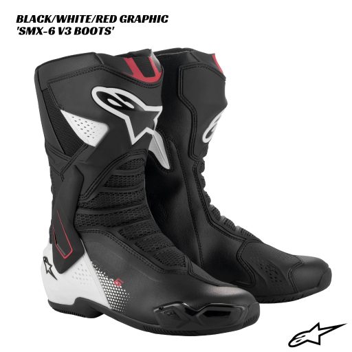Alpinestars SMX-6 V3 Boots - BLACK/WHITE/RED GRAPHIC