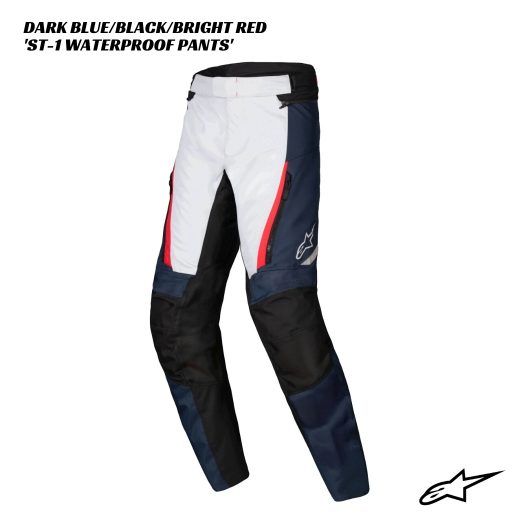 Alpinestars ST-1 Waterproof Riding Pants - DARK BLUE/BLACK/BRIGHT RED