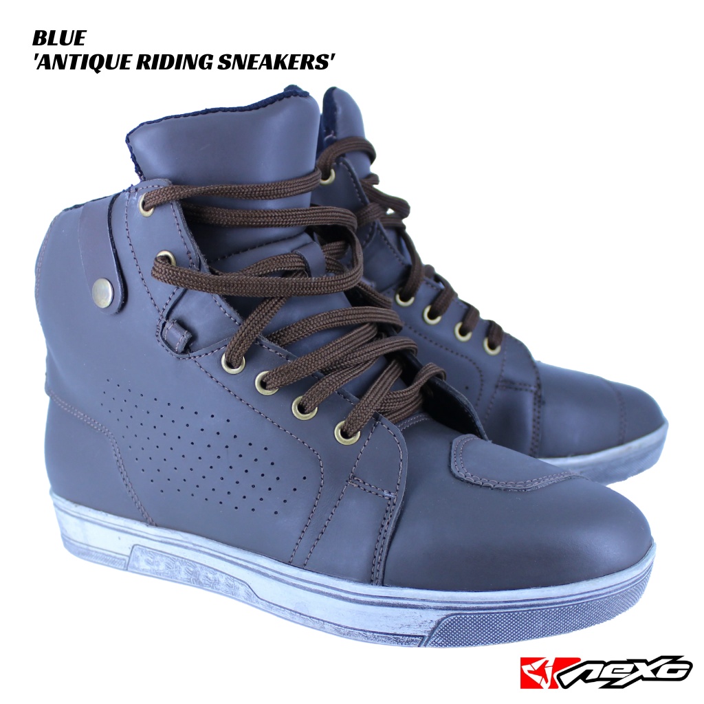 Nexo Antique Motorcycle Riding Sneakers / Shoes - BLUE