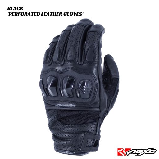 Nexo Perforated Leather Summer Gloves - BLACK
