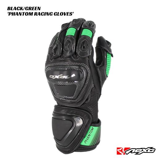 Nexo Phantom Racing Leather Gloves - BLACK/GREEN