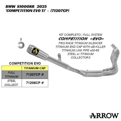 Arrow Competition EVO Full Titanium System - 71207CP - BMW S1000RR / M1000RR 2025