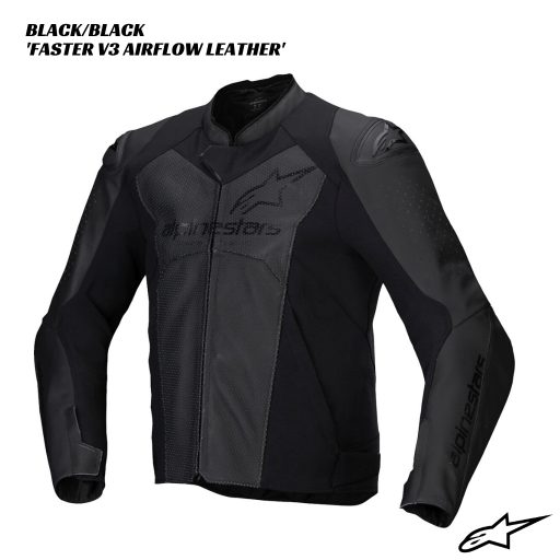 Alpinestars Faster V3 Leather Airflow Jacket - BLACK/BLACK