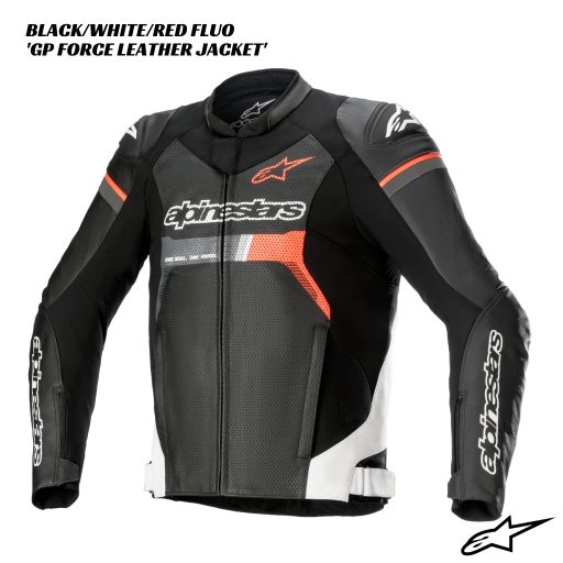 Alpinestars GP Force Airflow Leather Jacket - BLACK/WHITE/RED FLUO