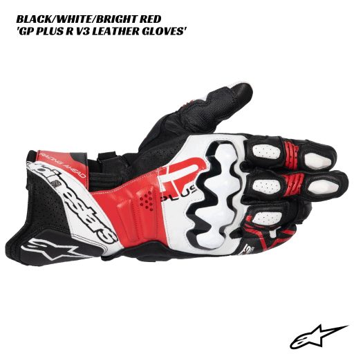 Alpinestars GP Plus R V3 Leather Gloves - BLACK/WHITE/BRIGHT RED