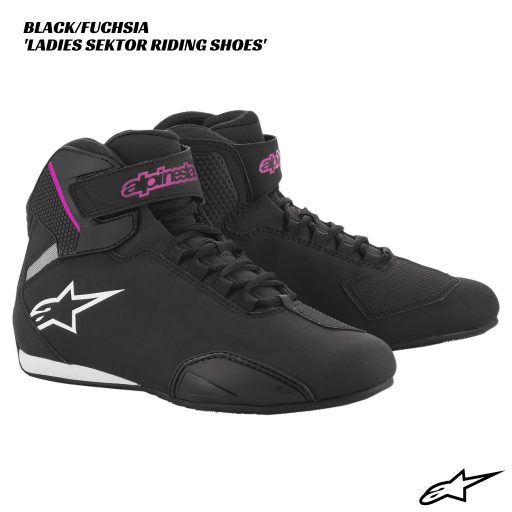 Alpinestars Ladies Stella Sektor Riding Shoes - BLACK/FUCHSIA