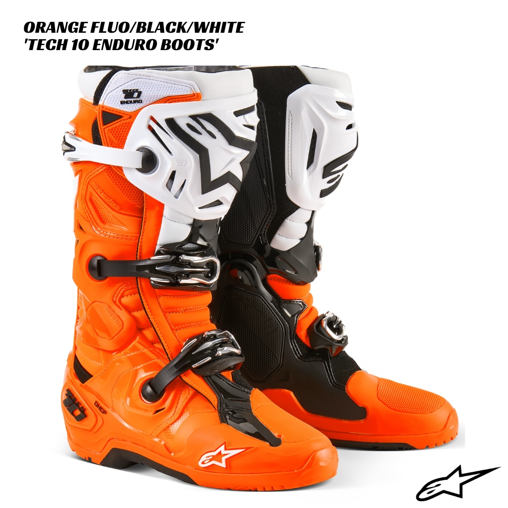 Alpinestars Tech 10 Enduro Boots - ORANGE FLUO/BLACK/WHITE