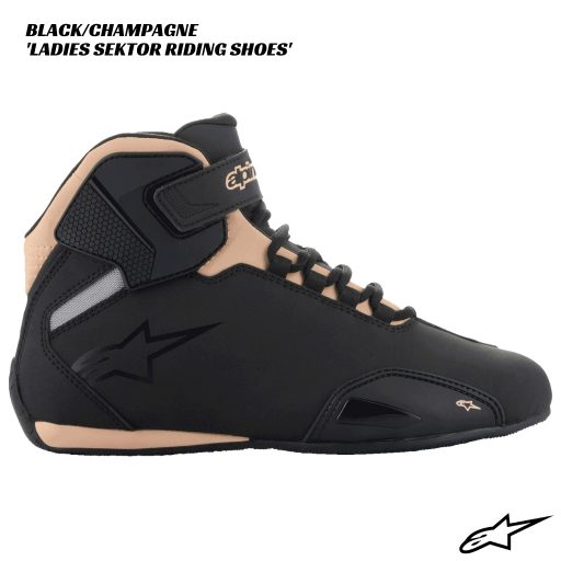 Alpinestars Ladies Stella Sektor Riding Shoes - BLACK/CHAMPAGNE
