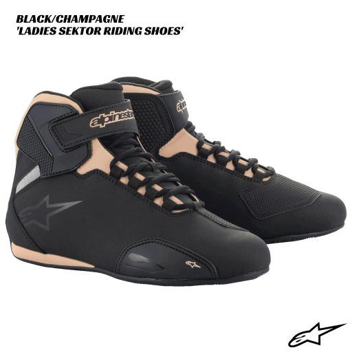Alpinestars Ladies Stella Sektor Riding Shoes - BLACK/CHAMPAGNE