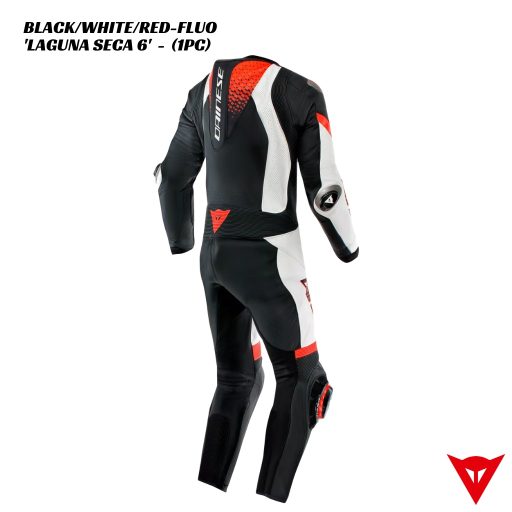 Dainese LAGUNA SECA 6 1PC Leather Suit - BLACK/WHITE/RED-FLUO