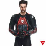 Dainese AUDAX D-ZIP 1PC Leather Suit - BLACK/RED-FLUO/ANTHRACITE