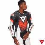 Dainese LAGUNA SECA 6 1PC Leather Suit - BLACK/WHITE/RED-FLUO