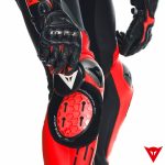 Dainese AUDAX D-ZIP 1PC Leather Suit - BLACK/RED-FLUO/ANTHRACITE