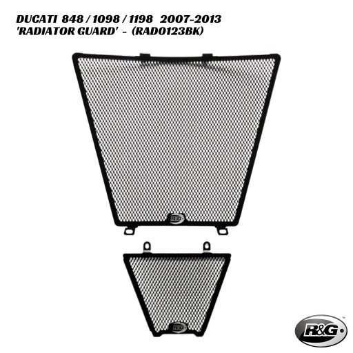 R&G Radiator & Oil Cooler Guards - RAD0123BK - Ducati 848 / 1098 / 1198 2007-2013