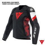 Dainese AVRO 5 Leather Jacket - BLACK/RED-LAVA/WHITE