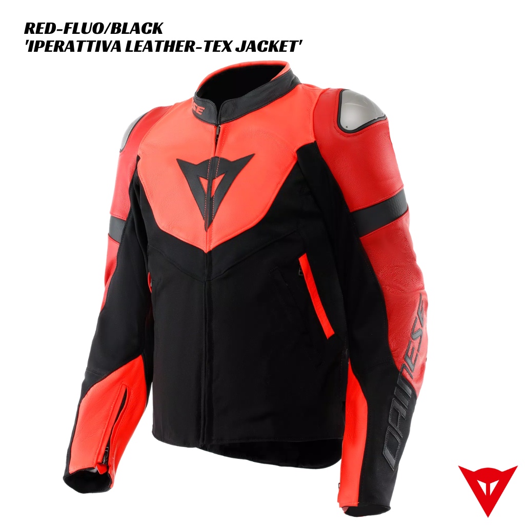 1 Dainese Iperattiva Leather-Tex Jacket RED-FLUO BLACK Dainese Iperattiva Leather-Tex Jacket - RED-FLUO/BLACK