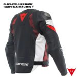 Dainese AVRO 5 Leather Jacket - BLACK/RED-LAVA/WHITE